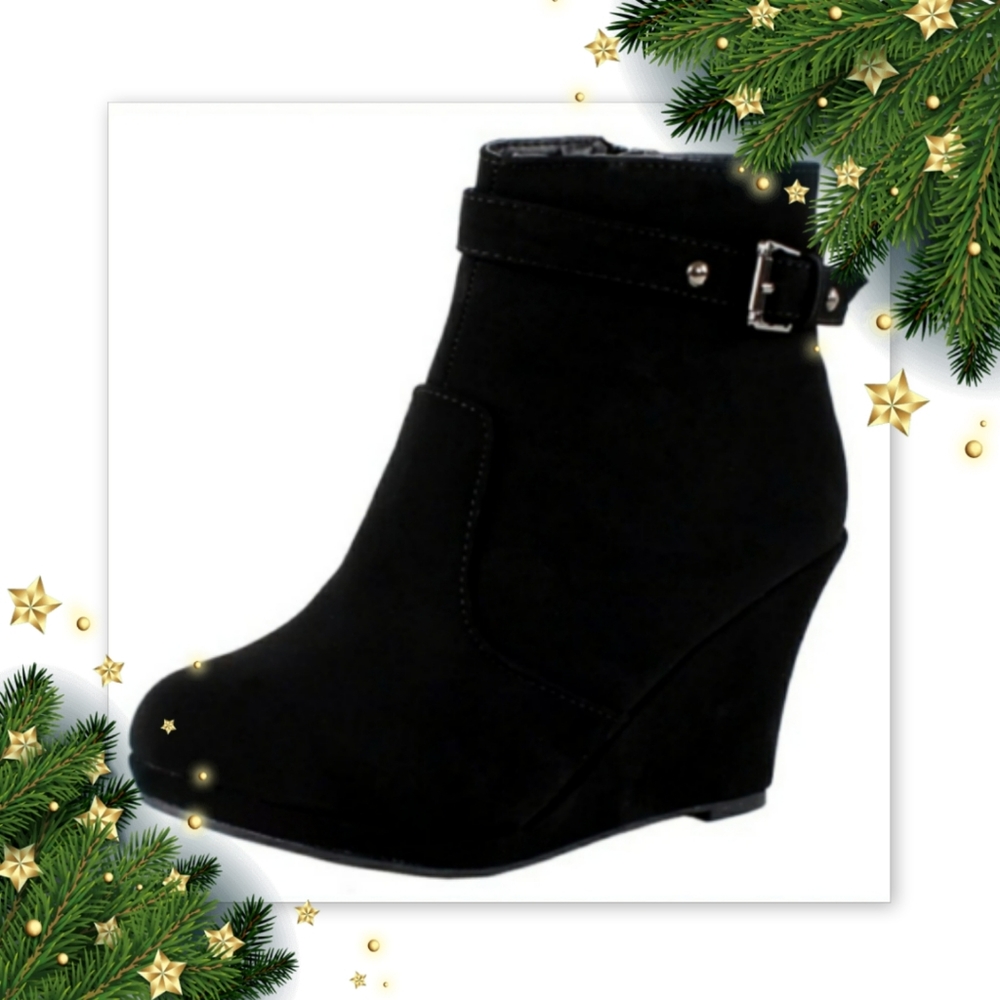 Top Moda Stud Bucked Strap Nubuck Booties